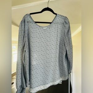 Women Loft Outlet Blue Long Sleeve Blouse Size XL